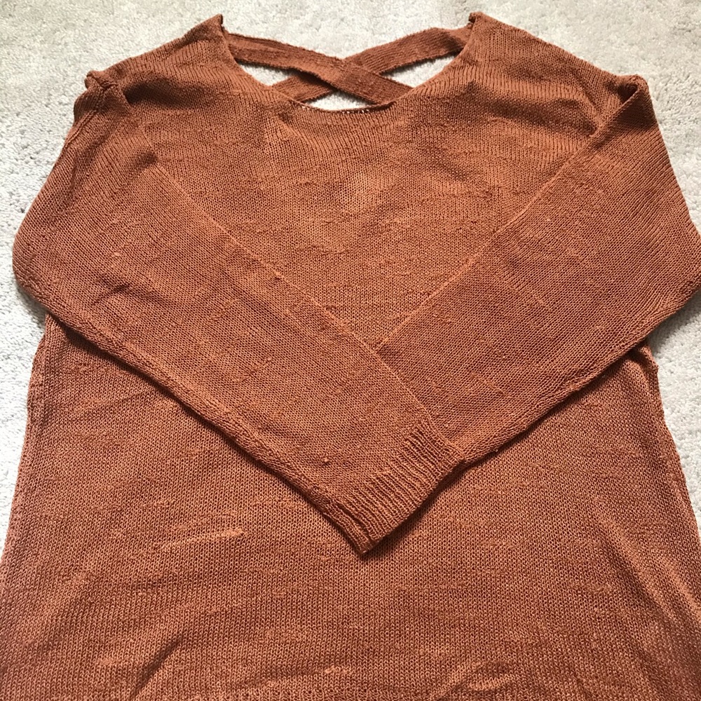 Slub Knit Lace-Back Sweater